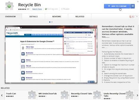 RecycleBin para Chrome