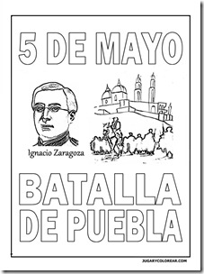 Colorear 5 de Mayo, batalla de Puebla para niños - Jugar y Colorear