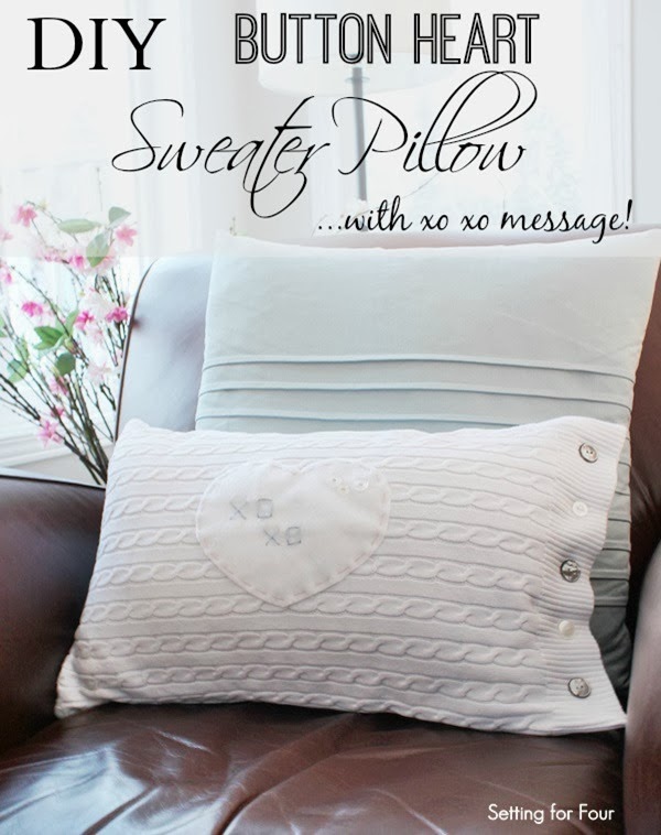 Easy DIY Button Heart Sweater Pillow Tutorial #diy #decor