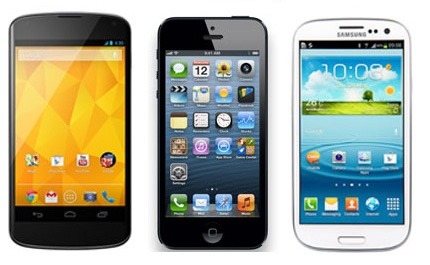 LG Nexus 4 vs iPhone 5 vs SGS3