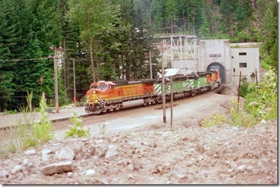 259160543 BNSF C44-9W #4917 emerging from the Cascade Tunnel at Berne, Washington in 2002