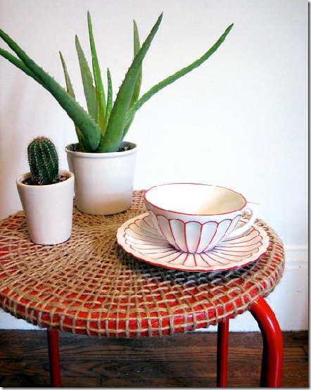 Ikea table with woven jute top