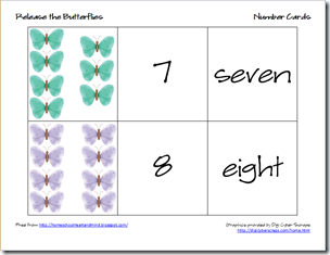 butterflies number cards 4