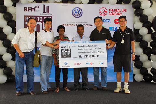 From Right, Malek Ali, Founder of BFM, Patrick Liau, Director of The Intermark, followed by representatives of 5 children homes