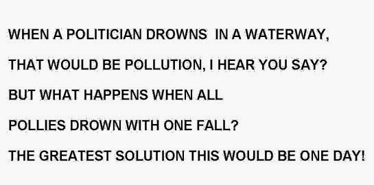 WHEN A POLITICIAN DROWNS  IN A WATERWAY