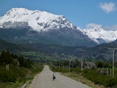 Riding towards the border from Trevelin, Argentina.