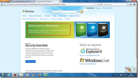 Validasi Windows 7.3
