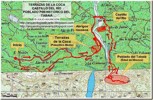 Mapa ruta La Coca - Tabaiá - Castillo del Río