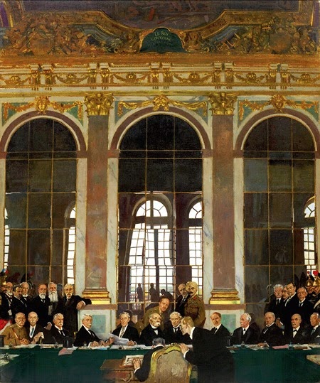 La Firma de la Paz, en el Salón de los Espejos, Versalles, 28 de junio de 1919, por Sir Guillermo Orpen