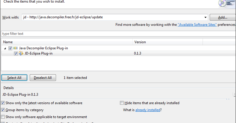 My Note on Solutions.: Install JD GUI eclipse add-in for 