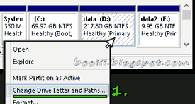 Disk Management : Change drive letter and paths...