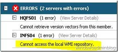 Cannot access the local WMI repository