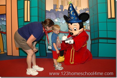 Getting autographs from Mickey Mouse Getting autographs from Mickey Mouse