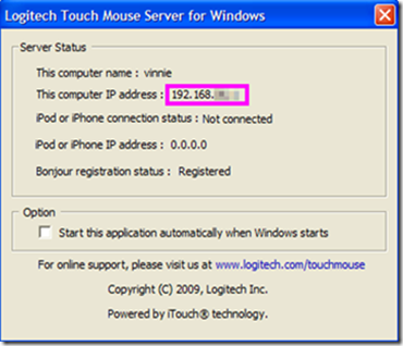Logitech Touch Mouse Server