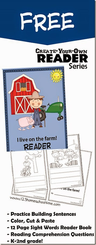 FREE Create Your Own Reader Series - I live on the Farm. This free printable is great for practice building sentences using sight words for kindergarten 1st grade and 2nd grade FREE Create Your Own Reader Series - I live on the Farm. This free printable is great for practice building sentences using sight words for kindergarten 1st grade and 2nd grade