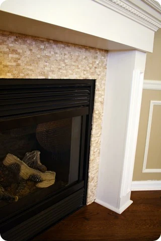 mosiac tile around fireplace