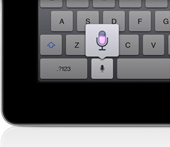 The new iPad 的語音輸入如同 iPhone 4S 的語音輸入一樣，在有網路連線的的環境下，鍵盤會出現一個「麥克風」的圖案。