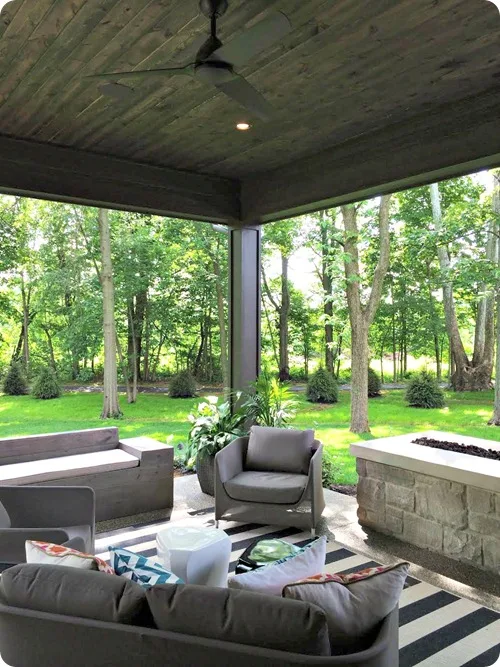 wood ceiling porch