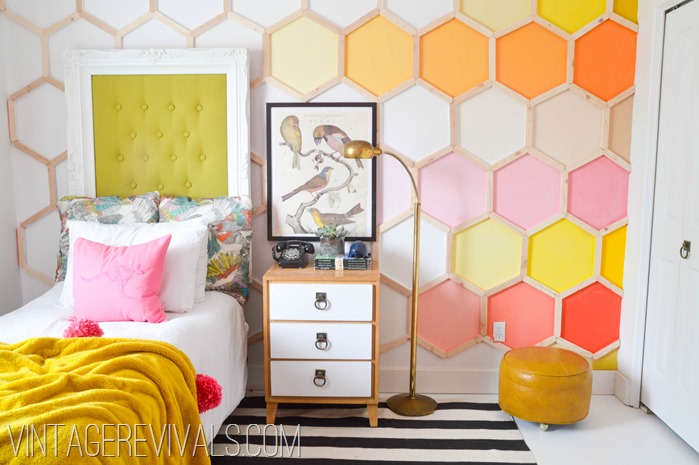 Dylan's Dream Room Makeover Hexagon Wall @ Vintage Revivals-2