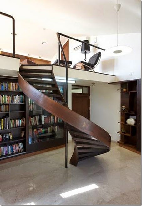 home-office-and-library-connected-with-marvellous-wood-spiral-staircase