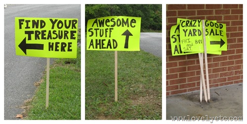 yard sale signs