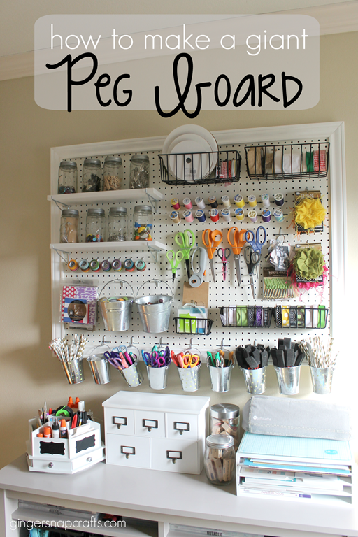 How to Make a Giant Peg Board at GingerSnapCrafts.com #gingersnapcrafts #craft #storage