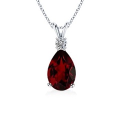 Pear Garnet and Diamond V-Bale Pendant