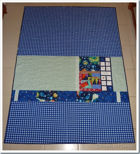 wonky star space quilt back