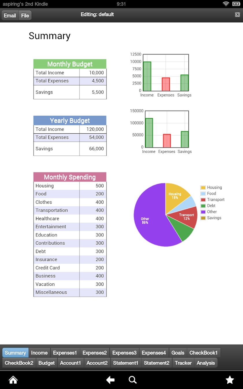 Monthly Budget Manager Screen 1