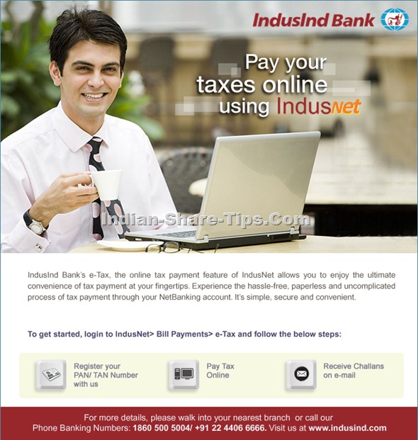 Etax filing procedure through Indusind bank