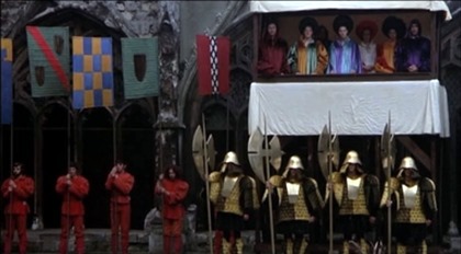 heraldic banners (The Friar's Tale)
