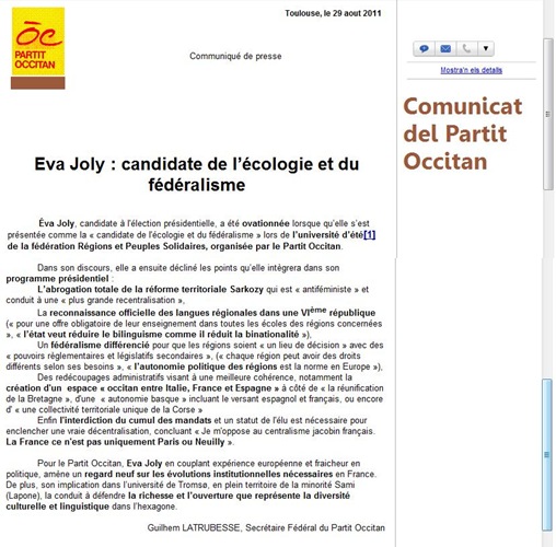 comunicat Eva Joly Partit Occitan 290811