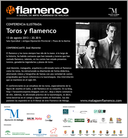Tarjeta invitación conferencia toros y flamenco