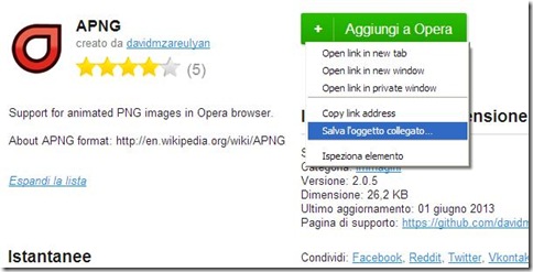 Scaricare nel PC estensione Opera