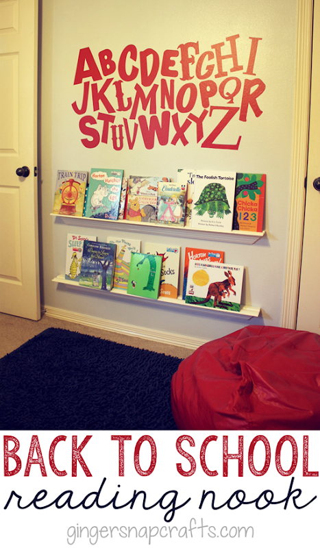 Back to School Reading Nook at GingerSnapCrafts.com ~ make you own book shelves #diy #school #books