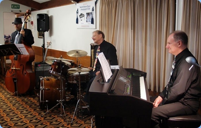 Our special guest artists this month were Dave Hallam on keyboard, Damien Shalfoon on drums, and Guy Halpe on double bass and electric bass - The Dave Hallam Trio. Photo courtesy of Dennis Lyons.