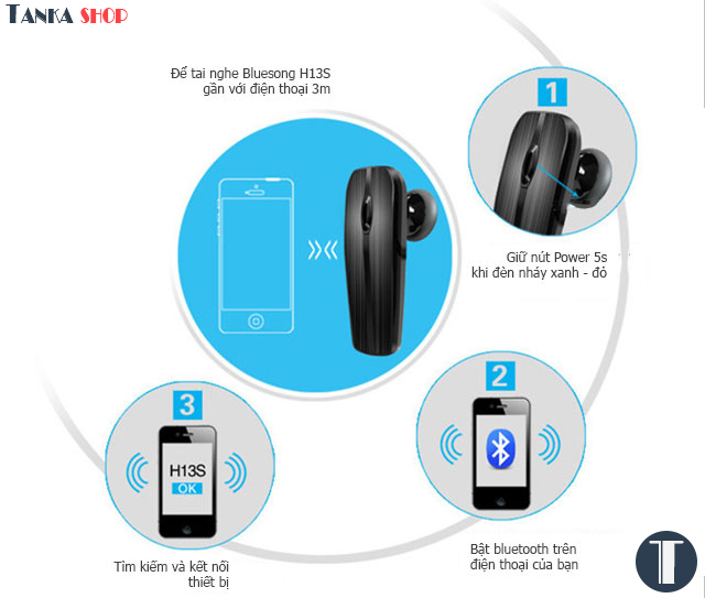 Tai nghe bluetooth cho điện thoại Bluesong H13S