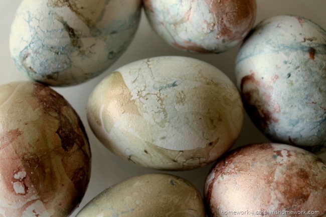 Mabled Easter Eggs with nail polish and water via homework | carolynshomework.com