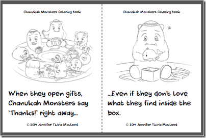 FREE Chanukah Monsters Colouring Book, by Jennifer Tzivia MacLeod