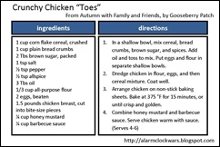 crunchy chicken toes card