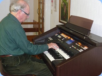 George Watt playing the arrival music on our Technics GA3 organ
