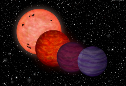 ilustração de estrelas e exoplaneta