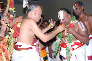 Prasadams from almost all important divyadesams like Srirangam, Tirumala, Kanchipuram, Melkote, Srivilliputhur, Tiruvallikkeni, Vrindavan, Ahobilam, Sri Mushnam, Tiruneermalai were brought by the archakas in the form of garlands, kunkumam, manjal-kappu, vastram which were adorned by Swamiji.