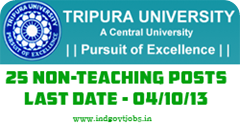 Tripura University Recruitment 2013