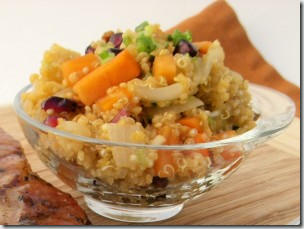 Sweet Potato Quinoa Salad with Fall Fruits and Curry Candied Walnuts