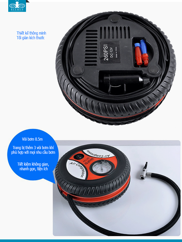 Bơm lốp điện cho xe hơi 260PSI-DC12V