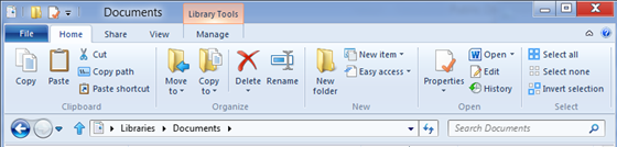 Windows 8 Features new Ribbon UI in the Windows Explorer