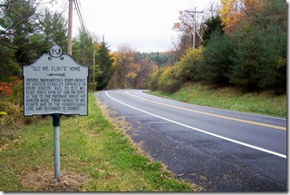 "Old Mr Flint's" Home marker looking east on Route 144 toward Hancock, MD
