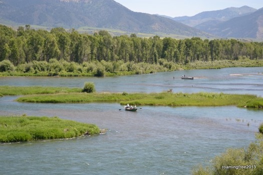 A popular fishing spot on the Snake River