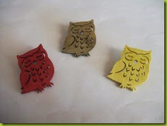 wooden owl brooch